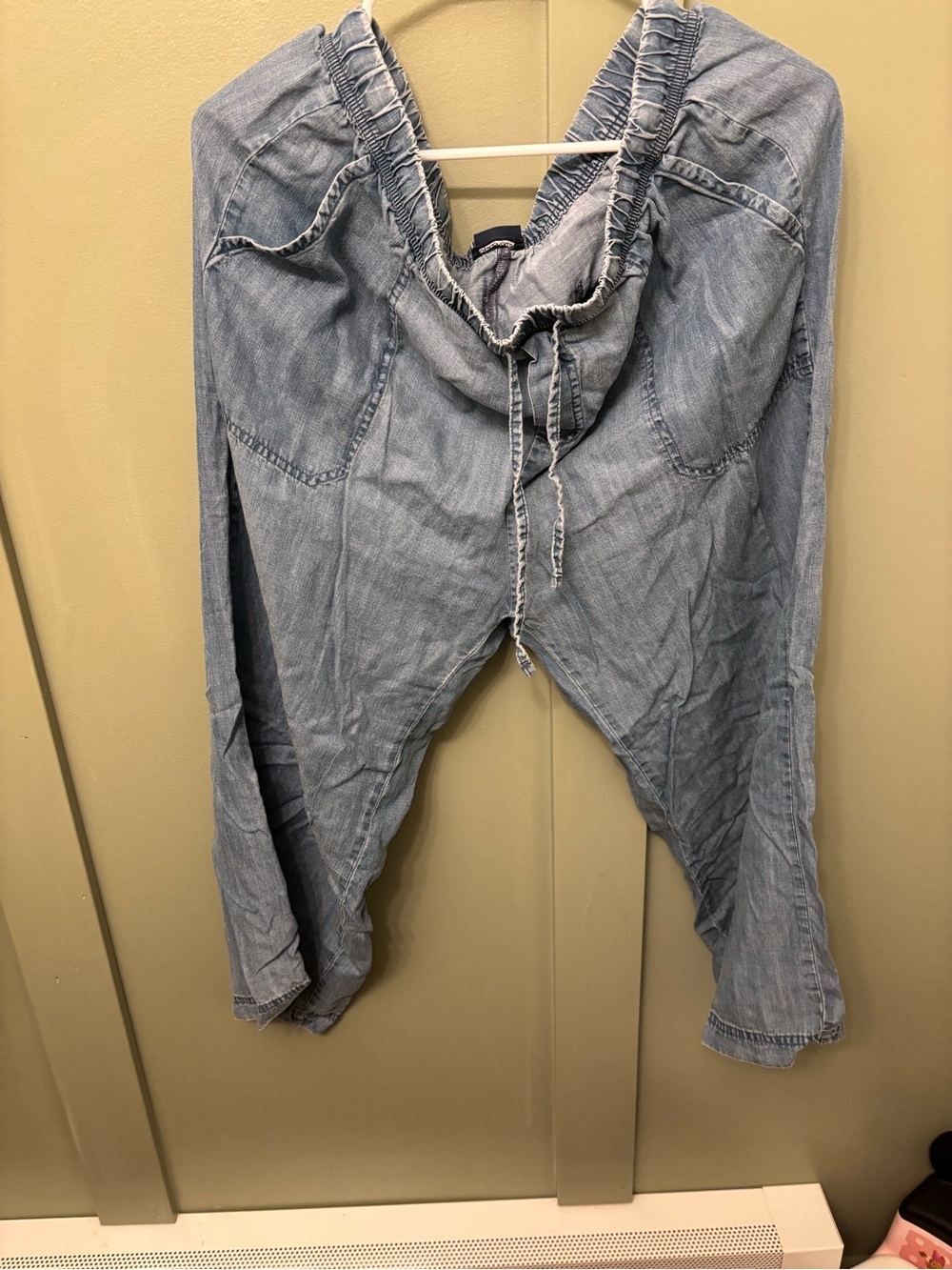 Splendid Light Blue Denim Boyfriend Jeans with Drawstring Hooded Waist
